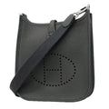 Hermes Shoulder Bag Evelyne TPM Taurillon Clemence Carbon Silver