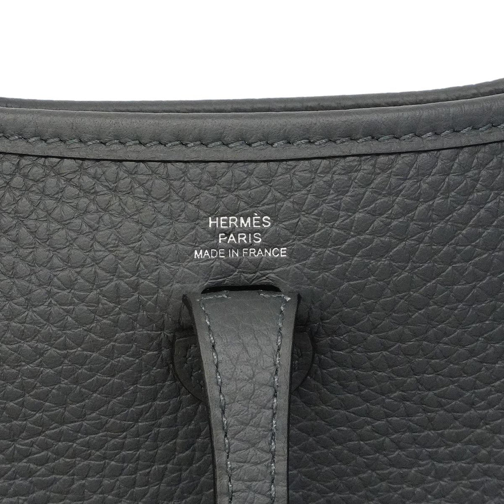 Hermes Shoulder Bag Evelyne TPM Taurillon Clemence Carbon Silver — view 5