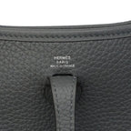 Hermes Shoulder Bag Evelyne TPM Taurillon Clemence Carbon Silver — view 5