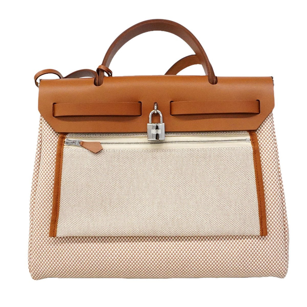 Hermes Handbag Herbag Zip PM Toile GM Gold Silver 2-Way — view 7