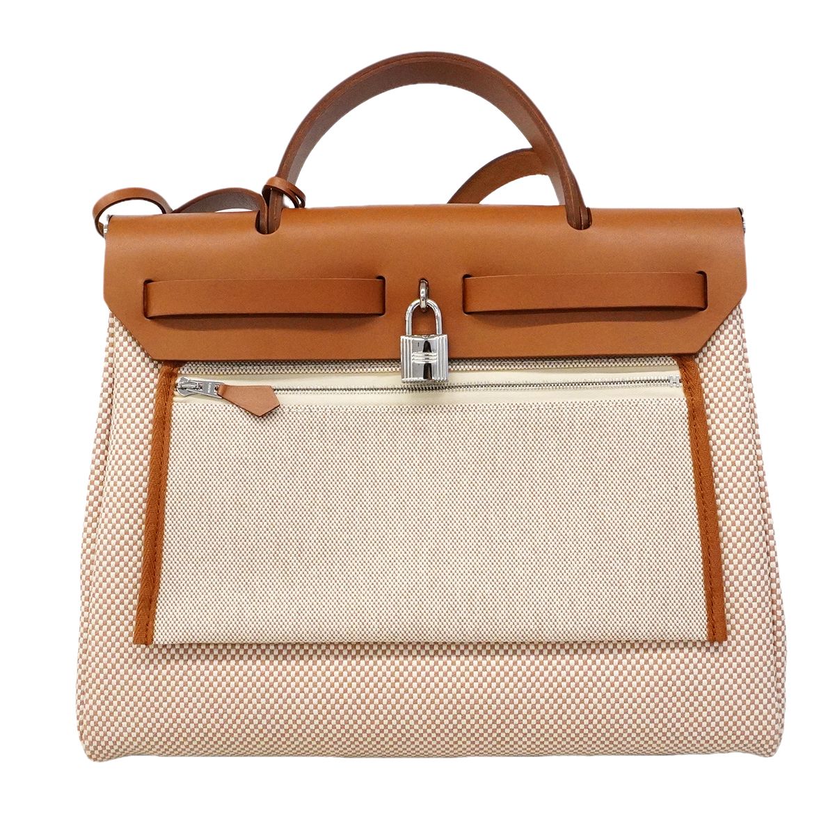 Hermes Handbag Herbag Zip PM Toile GM Gold Silver 2-Way — view 7