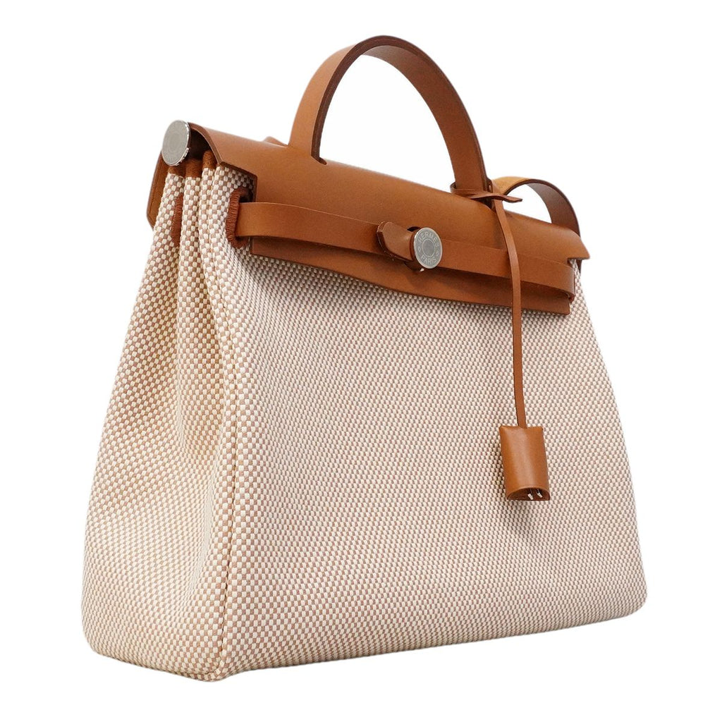 Hermes Handbag Herbag Zip PM Toile GM Gold Silver 2-Way — view 2