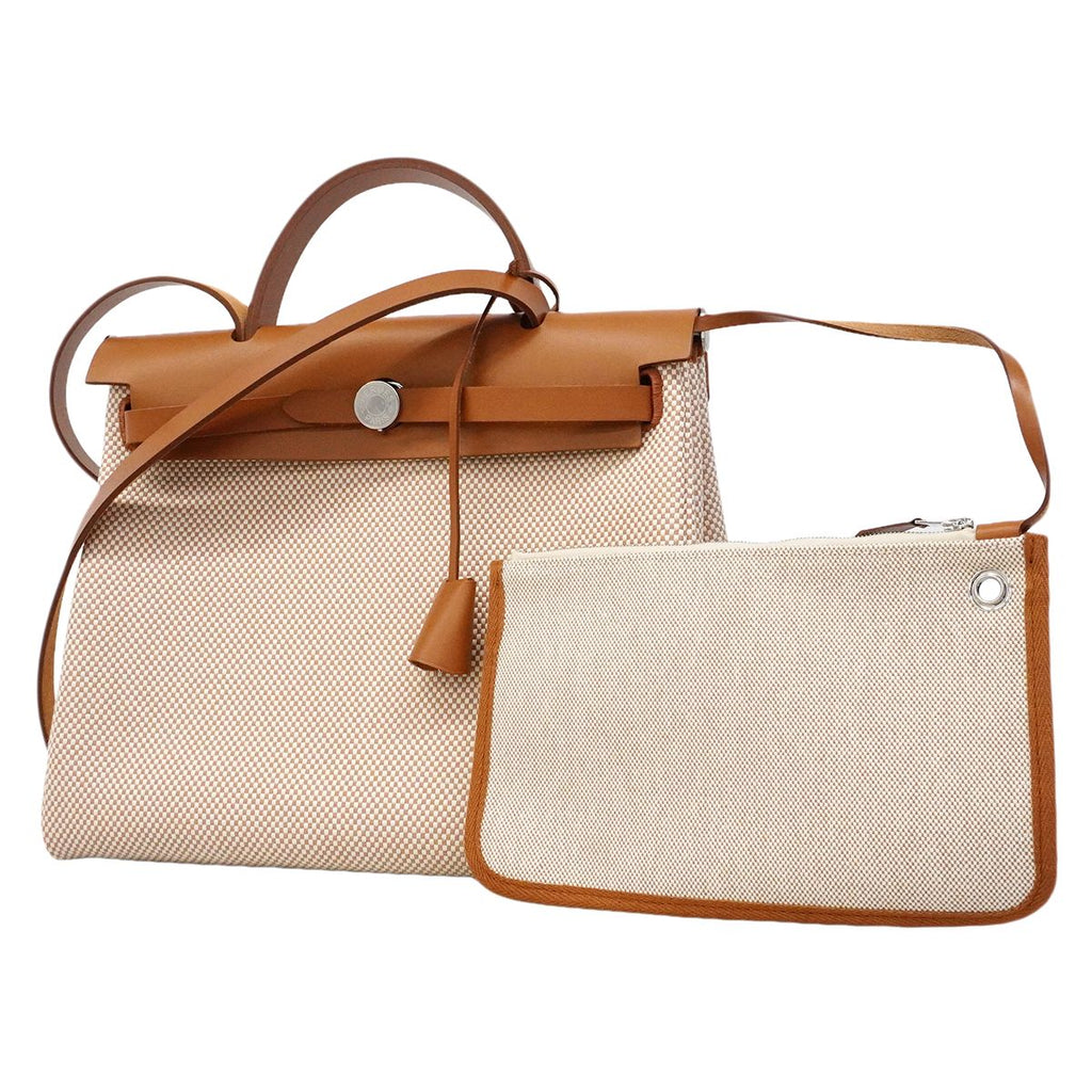 Hermes Handbag Herbag Zip PM Toile GM Gold Silver 2-Way