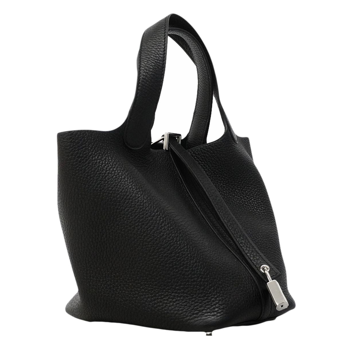Hermes Handbag Picotin Lock PM Taurillon Clemence Black Silver — view 2