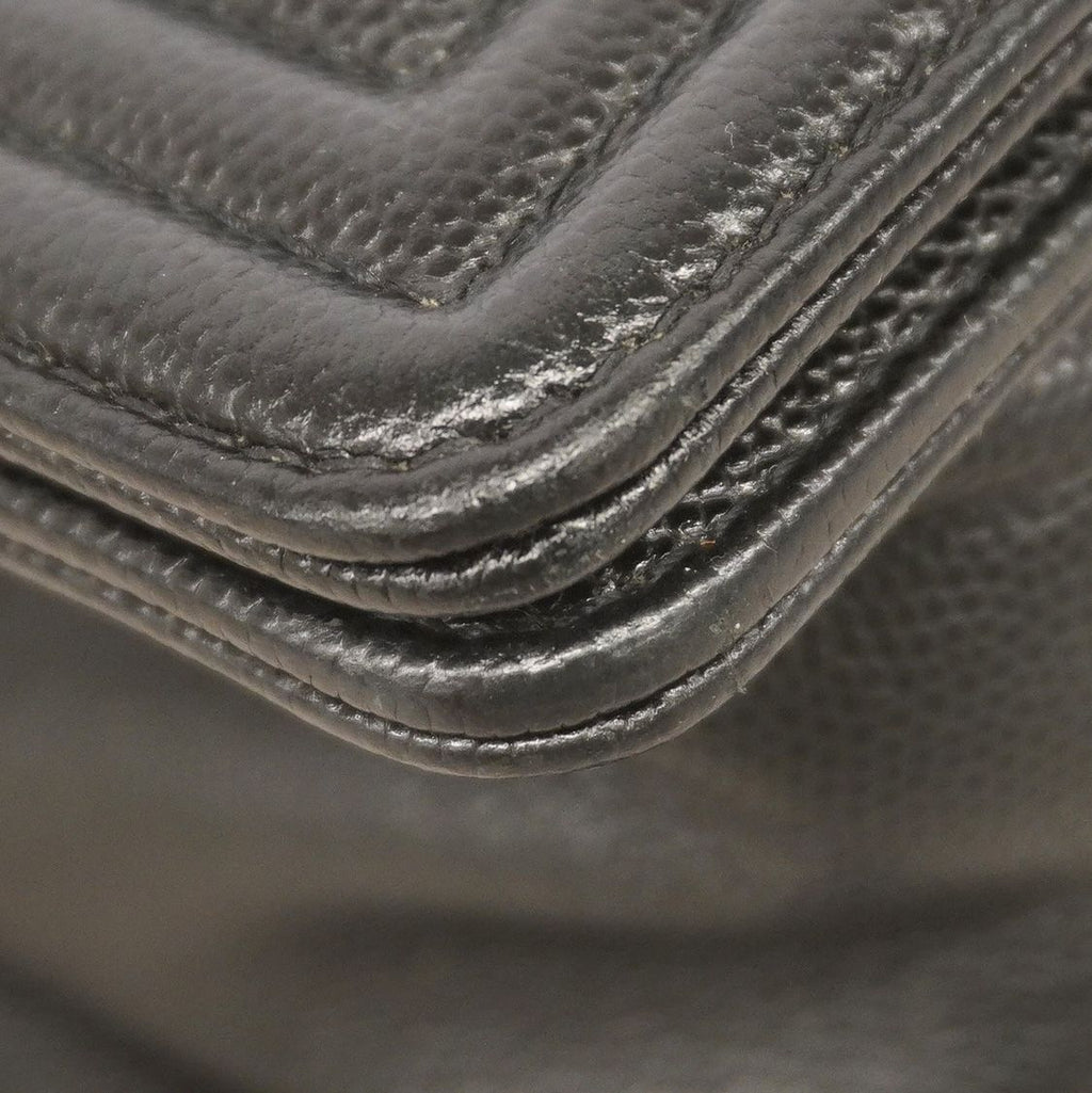 Chanel Shoulder Bag Boy Caviar Leather Black Silver — view 7