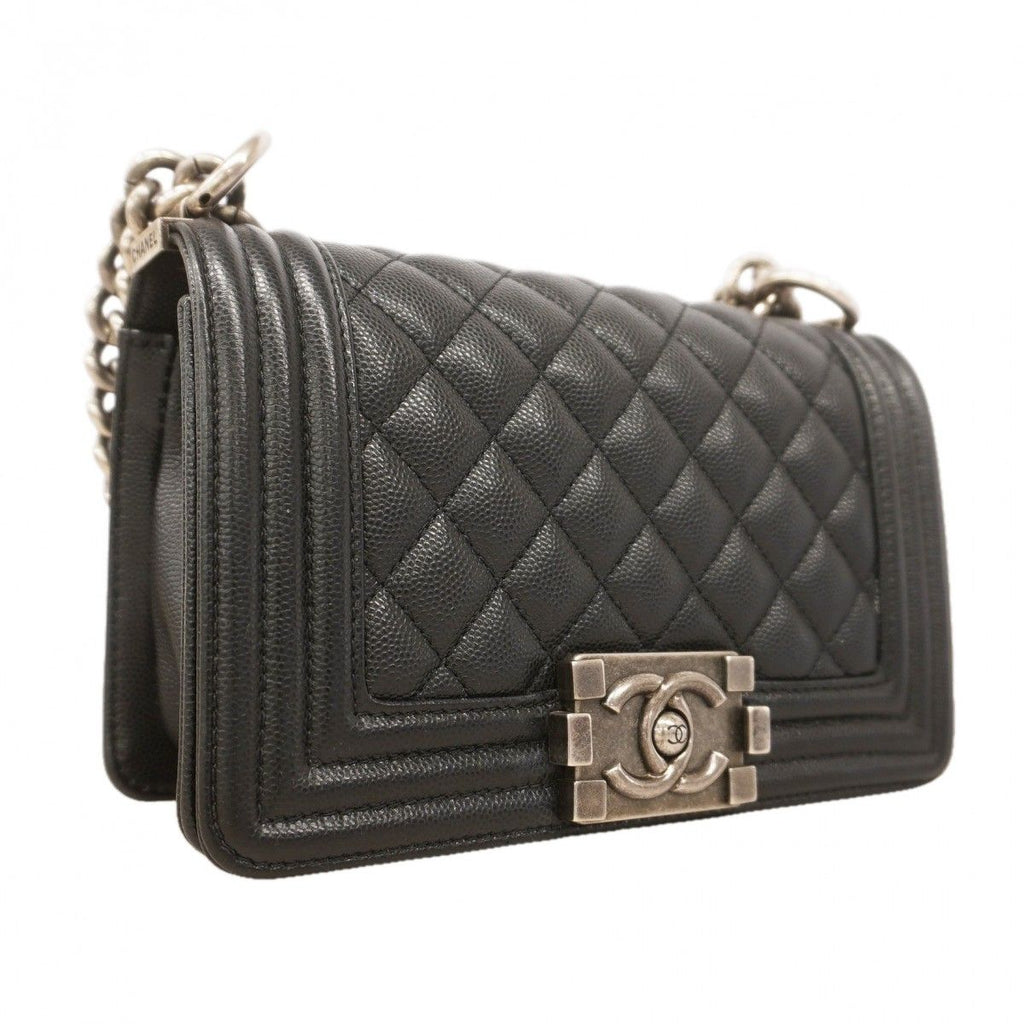Chanel Shoulder Bag Boy Caviar Leather Black Silver — view 2