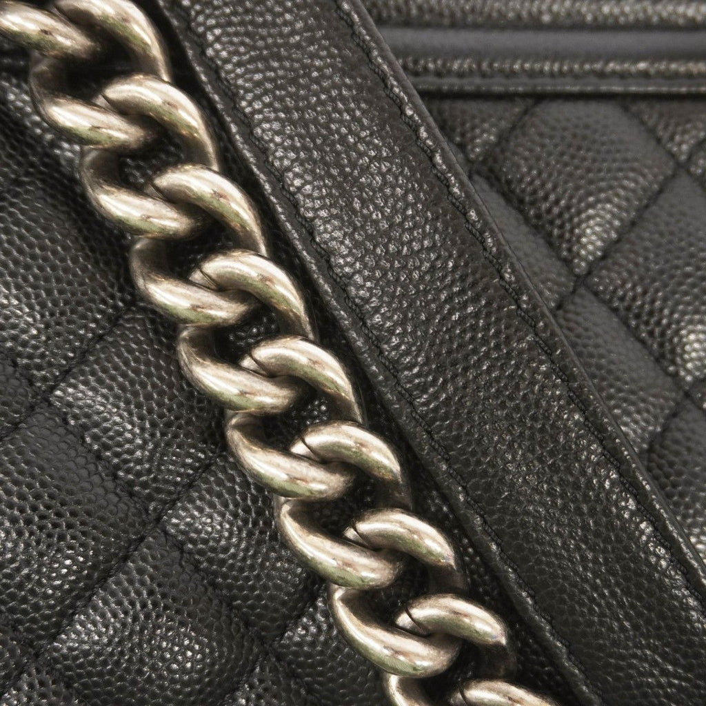 Chanel Shoulder Bag Boy Caviar Leather Black Silver — view 6