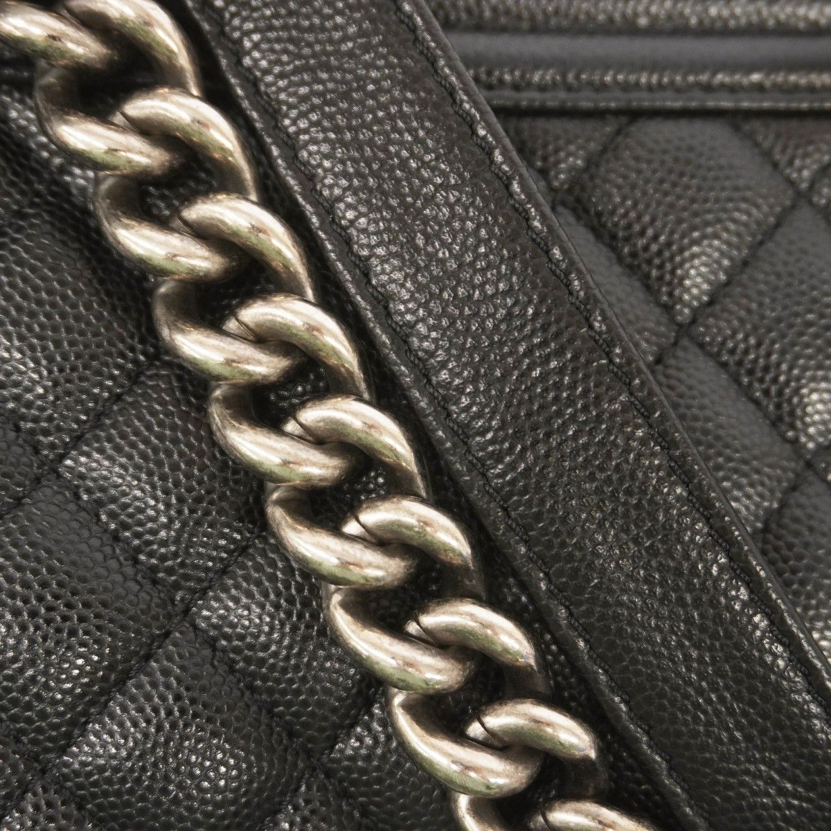 Chanel Shoulder Bag Boy Caviar Leather Black Silver — view 6