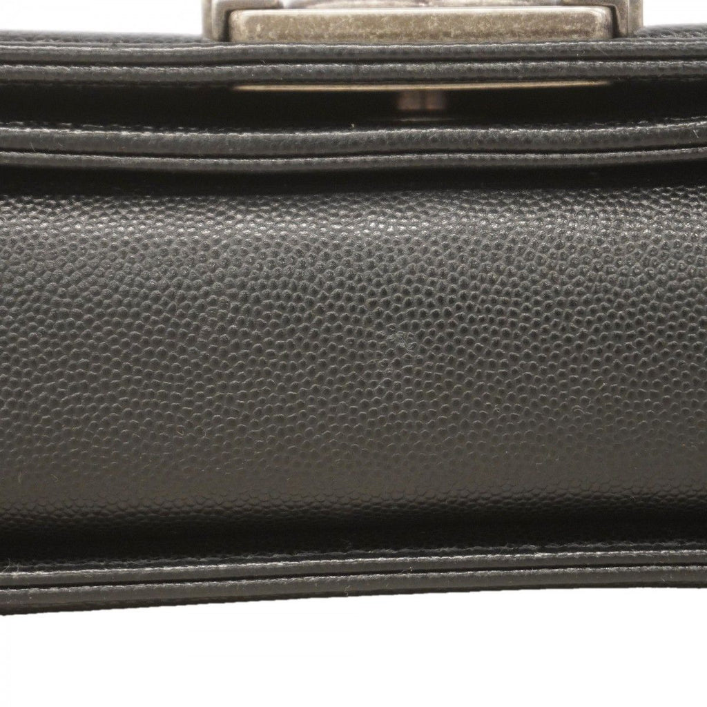 Chanel Shoulder Bag Boy Caviar Leather Black Silver — view 8