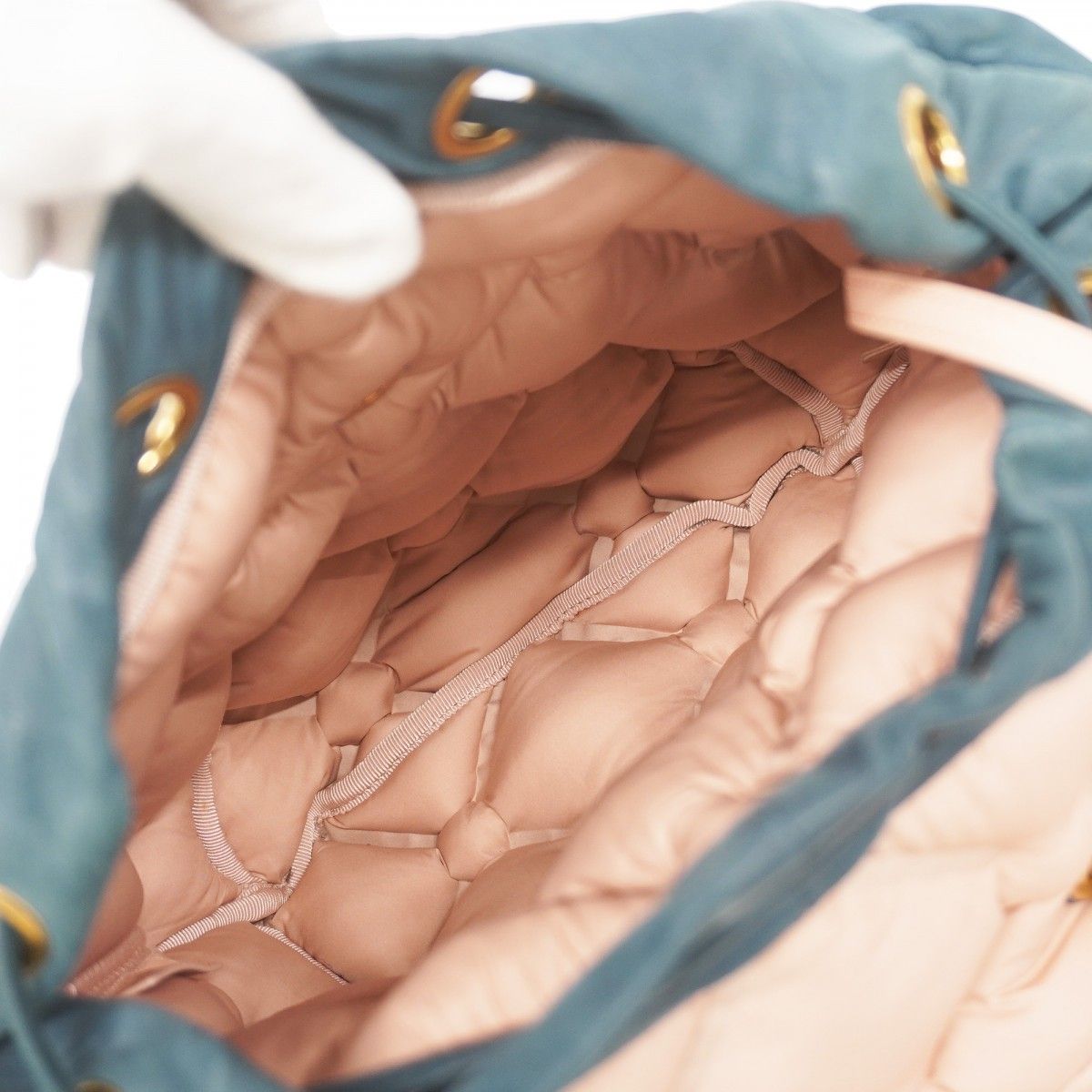 Chanel Backpack Bubble Quilt Leather Blue Gold — view 4