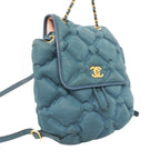Chanel Backpack Bubble Quilt Leather Blue Gold — view 2