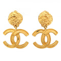 Chanel Earrings Vintage CC Logo Gold Plated