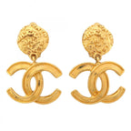 Chanel Earrings Vintage CC Logo Gold Plated