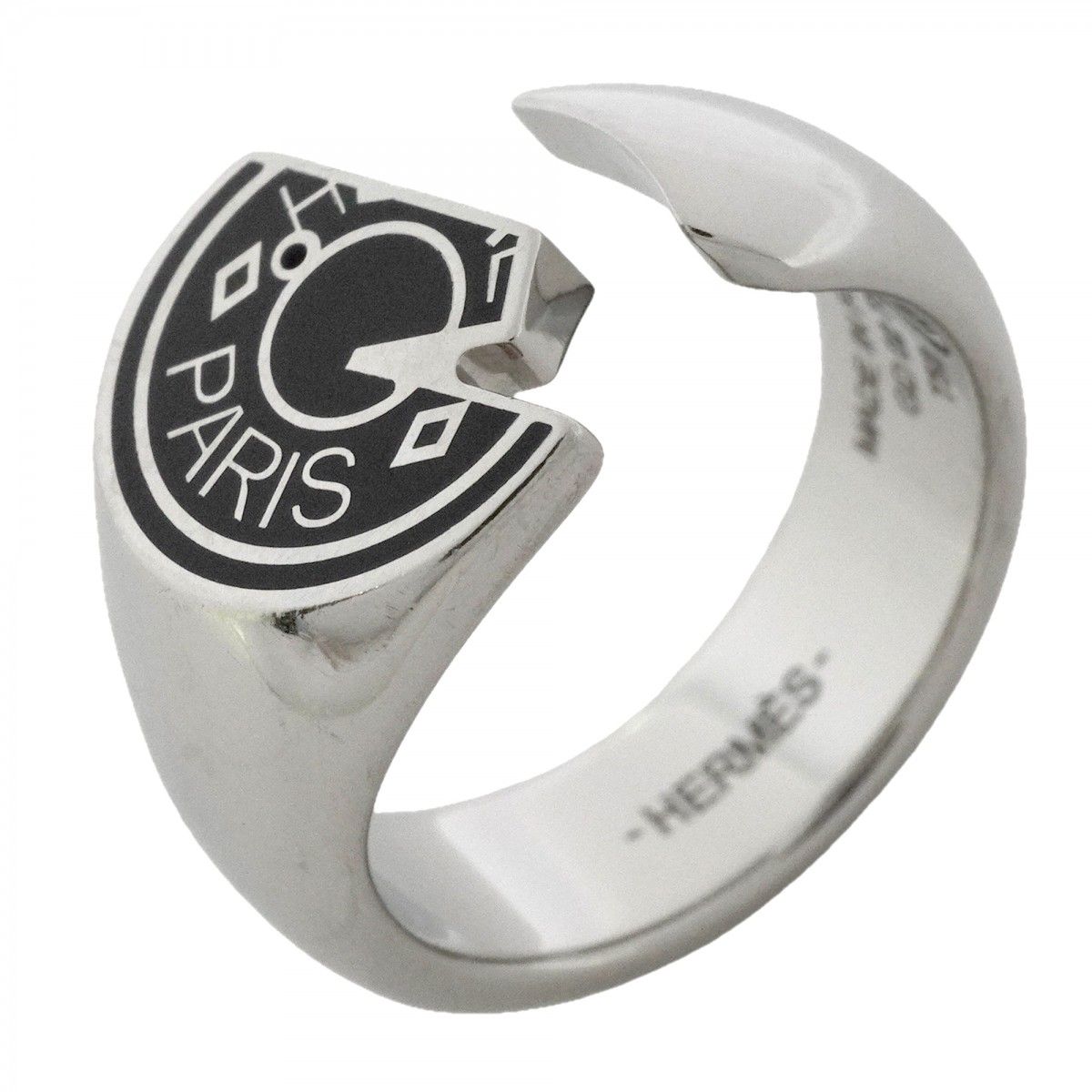 Hermes Ring Cal Zel Metal Silver Black