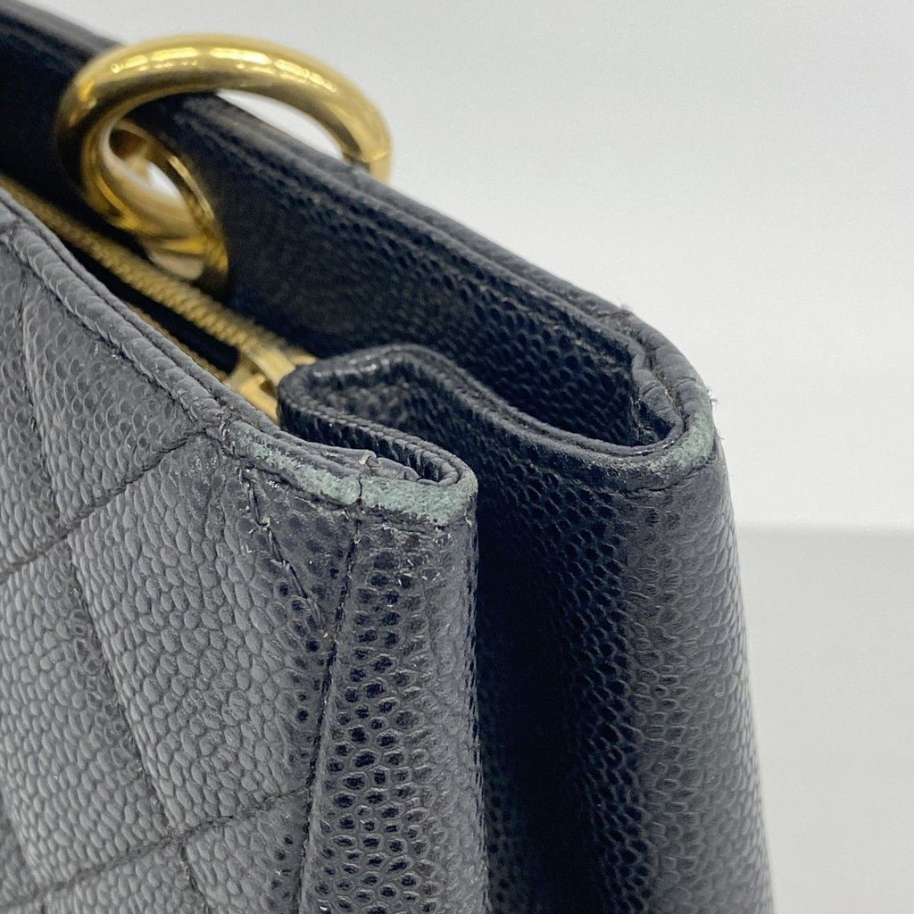 Chanel Chain Tote Quilted Caviar Leather Black Gold — view 6
