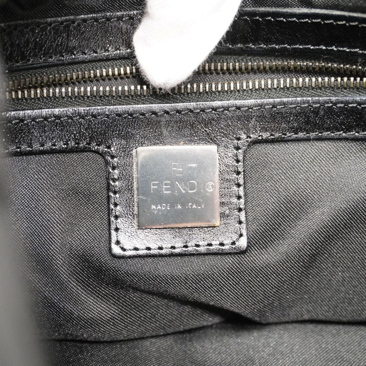 Fendi Handbag Zucchino Nylon Canvas Black Silver — view 5