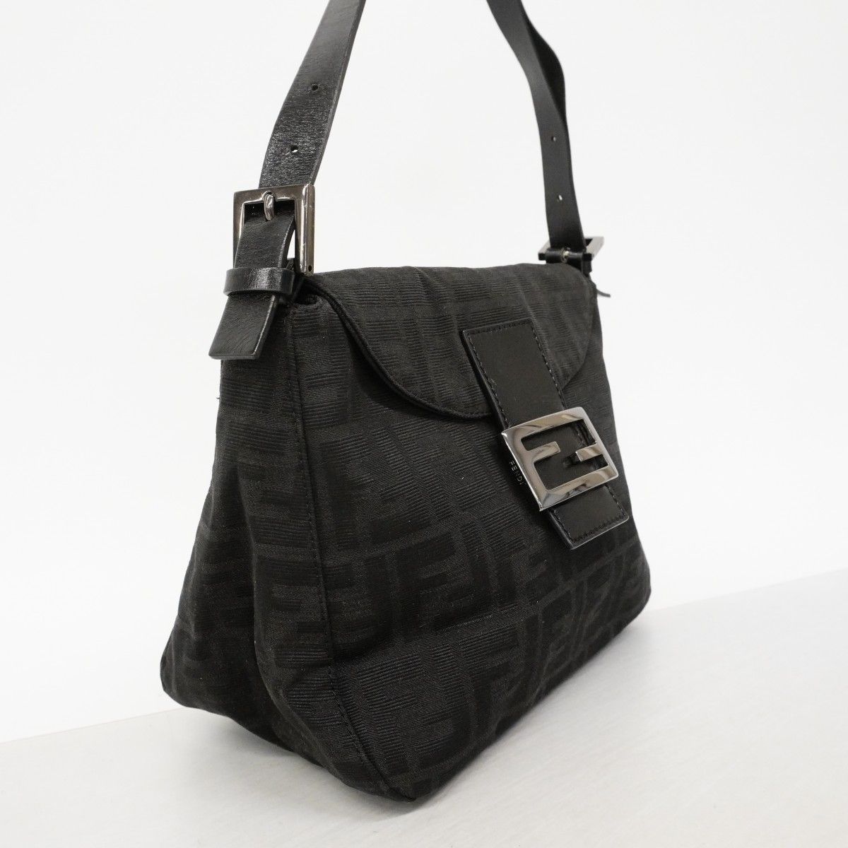 Fendi Handbag Zucchino Nylon Canvas Black Silver — view 2