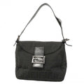 Fendi Handbag Zucchino Nylon Canvas Black Silver