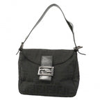 Fendi Handbag Zucchino Nylon Canvas Black Silver