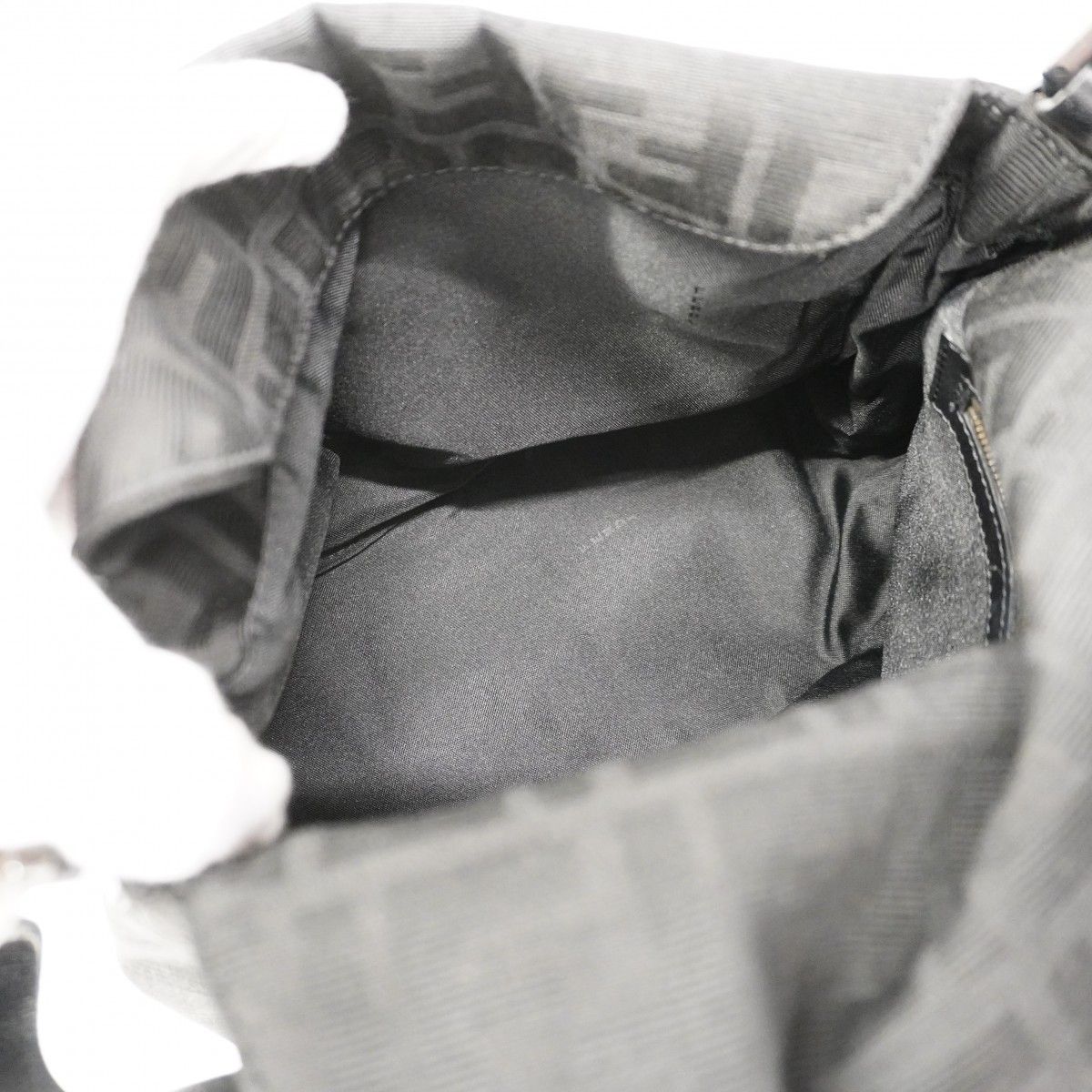 Fendi Handbag Zucchino Nylon Canvas Black Silver — view 4