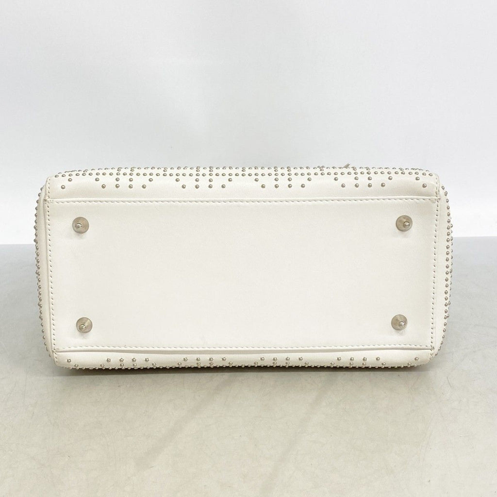 Dior Handbag Cannage Lady Leather Ivory Silver 2-Way — view 3