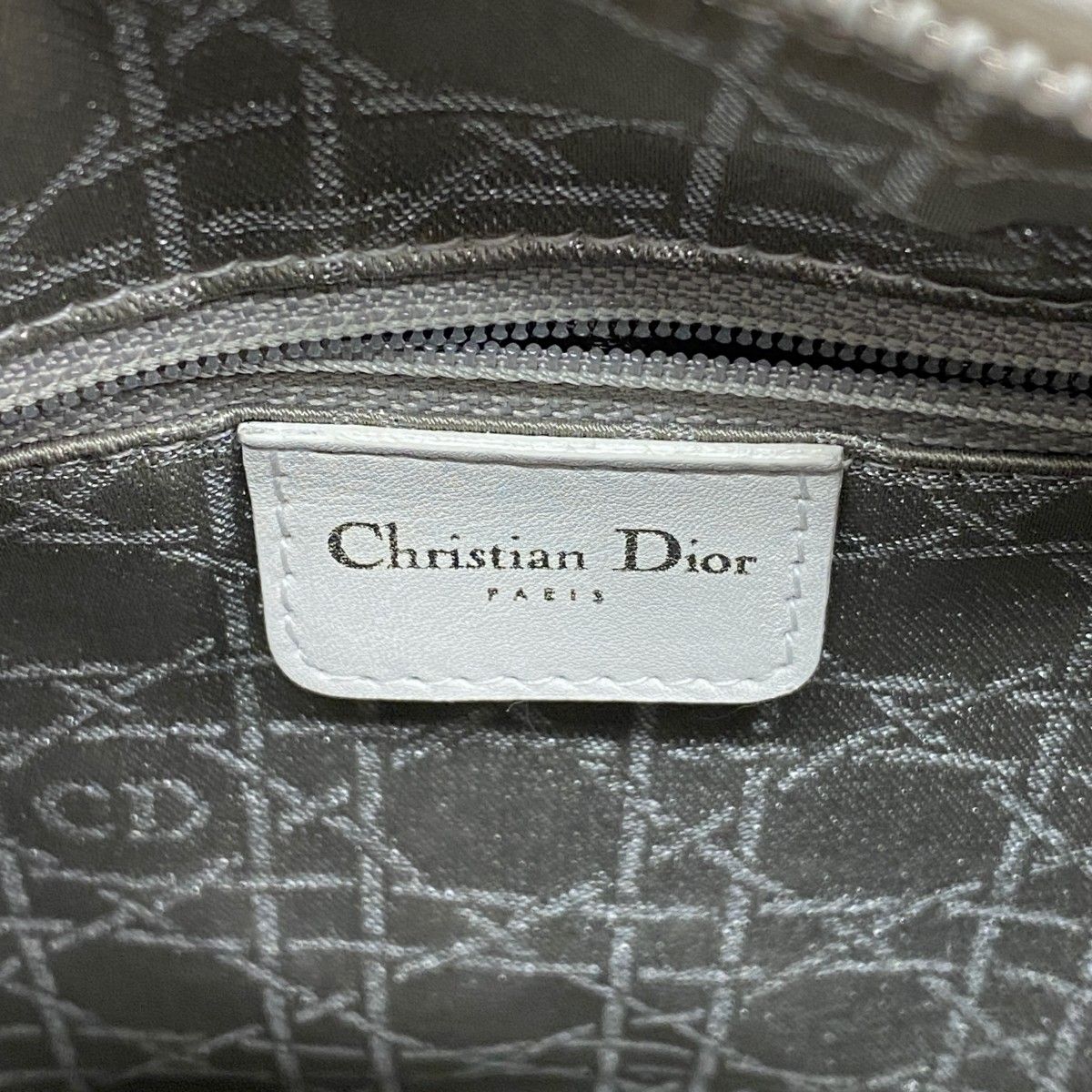 Dior Handbag Cannage Lady Leather Ivory Silver 2-Way — view 5