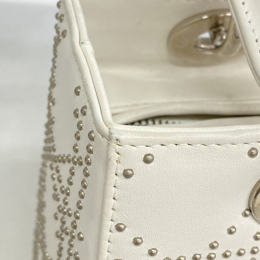 Dior Handbag Cannage Lady Leather Ivory Silver 2-Way — view 7
