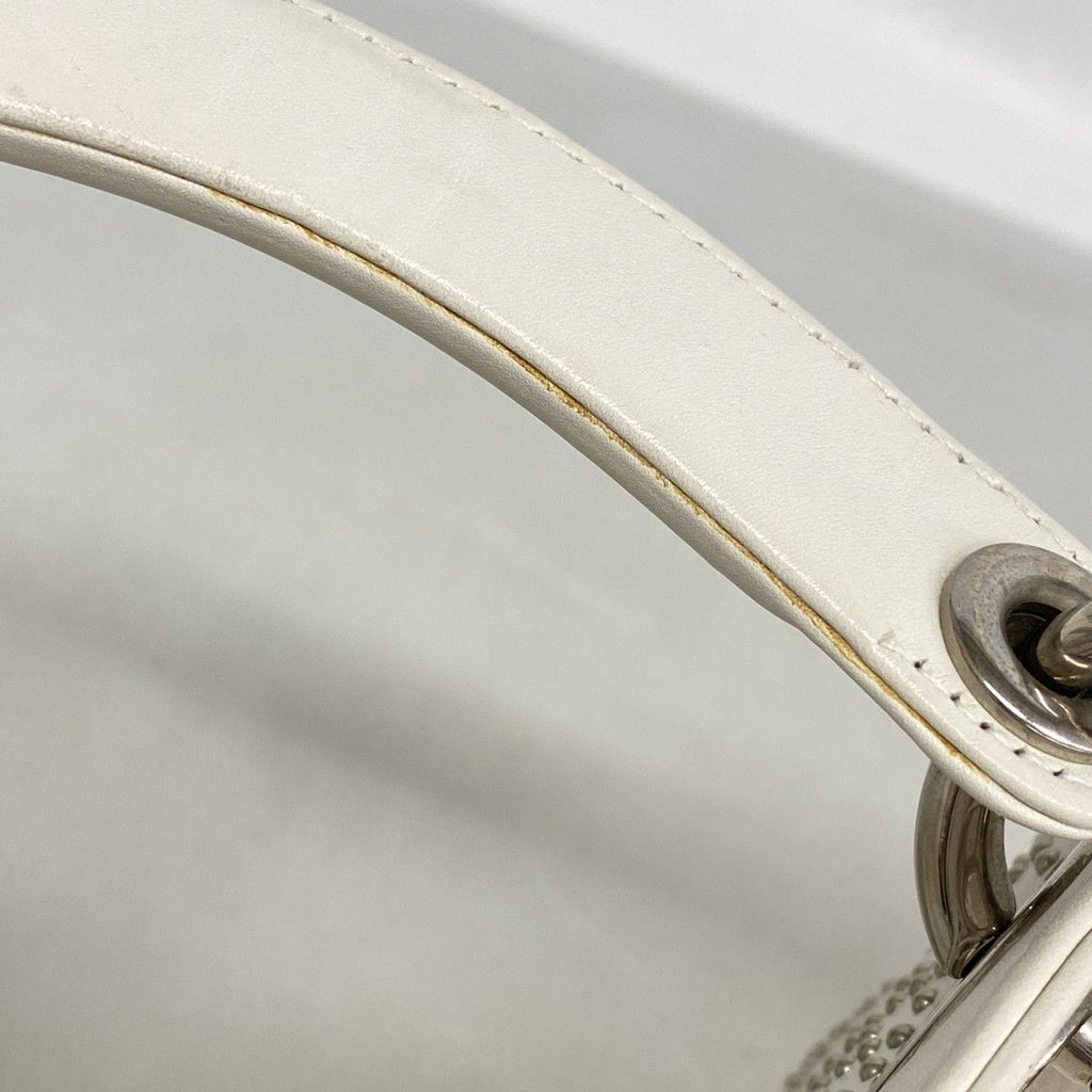 Dior Handbag Cannage Lady Leather Ivory Silver 2-Way — view 8