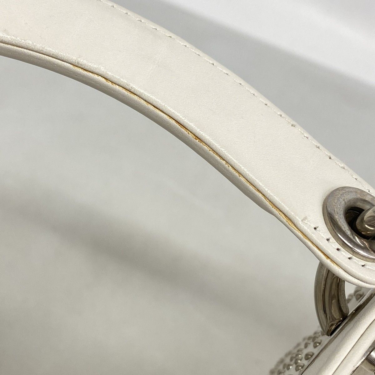 Dior Handbag Cannage Lady Leather Ivory Silver 2-Way — view 8