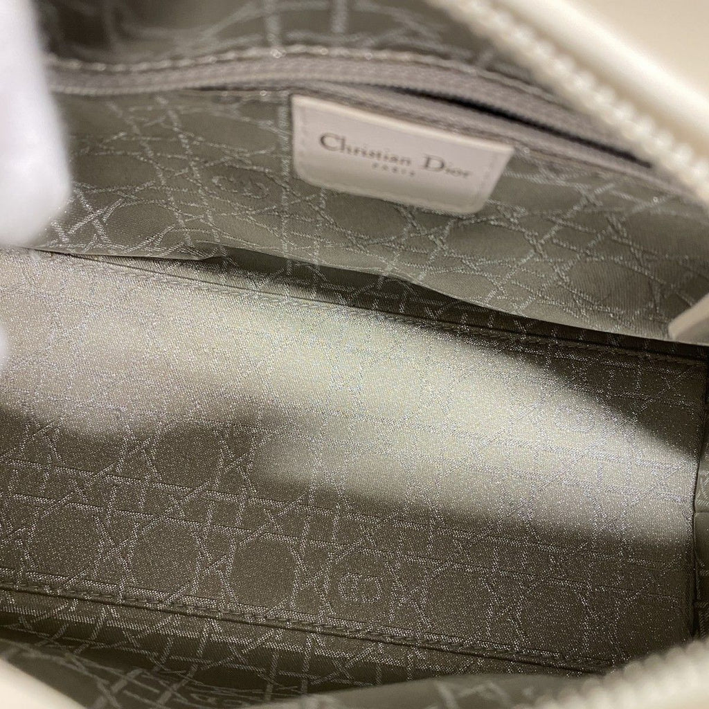 Dior Handbag Cannage Lady Leather Ivory Silver 2-Way — view 4