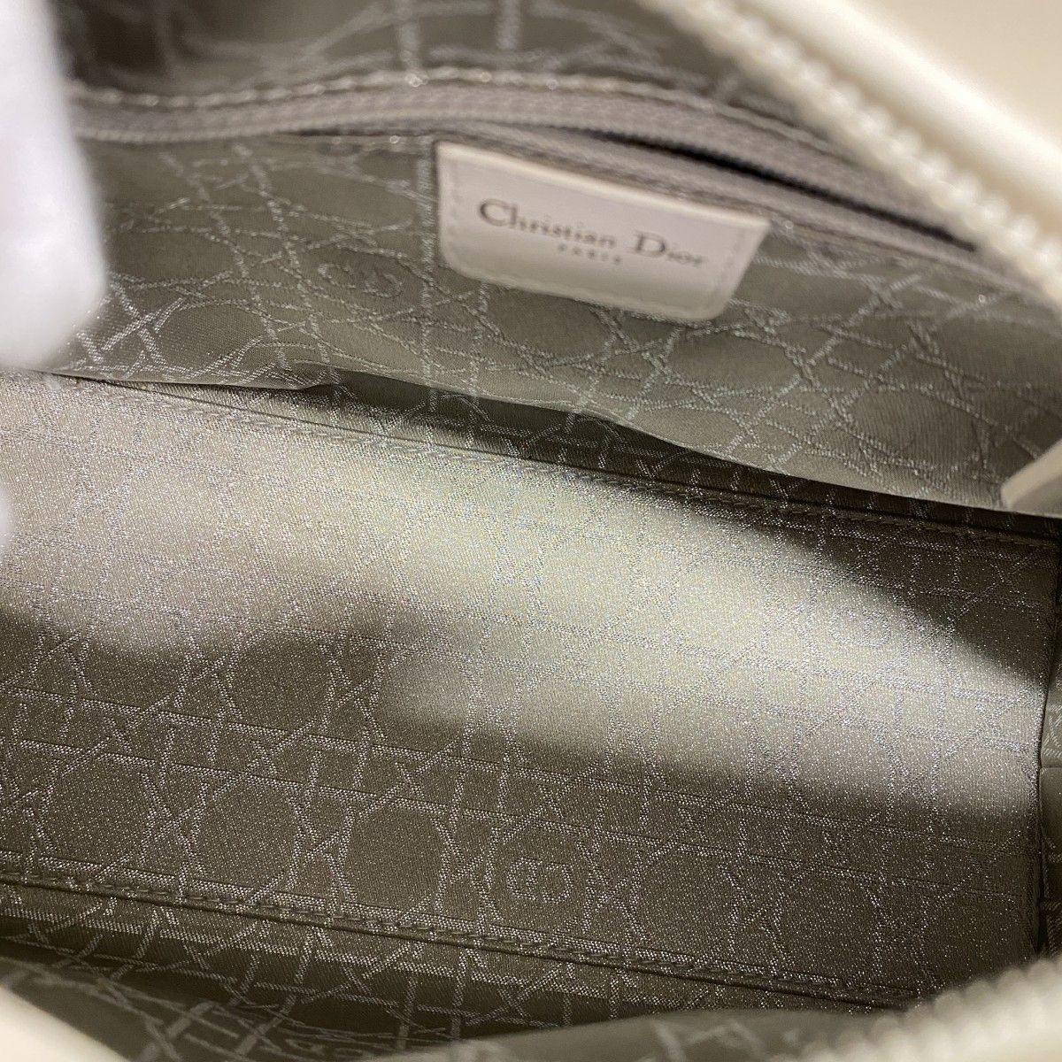 Dior Handbag Cannage Lady Leather Ivory Silver 2-Way — view 4
