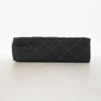 Chanel Shoulder Bag Quilted Satin Black Gold — view 3