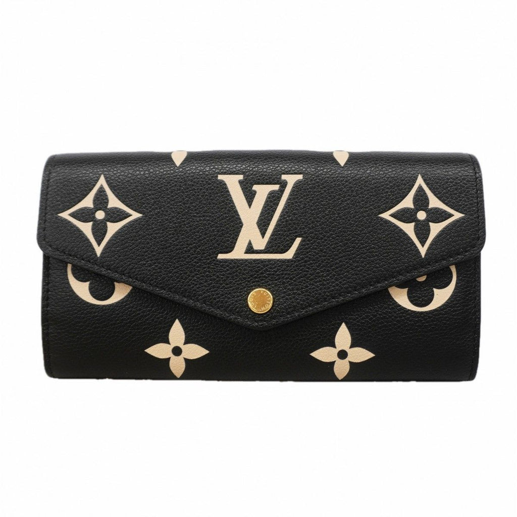 Louis Vuitton Wallet Monogram Empreinte Bicolor Portefeuille Sarah Black Beige