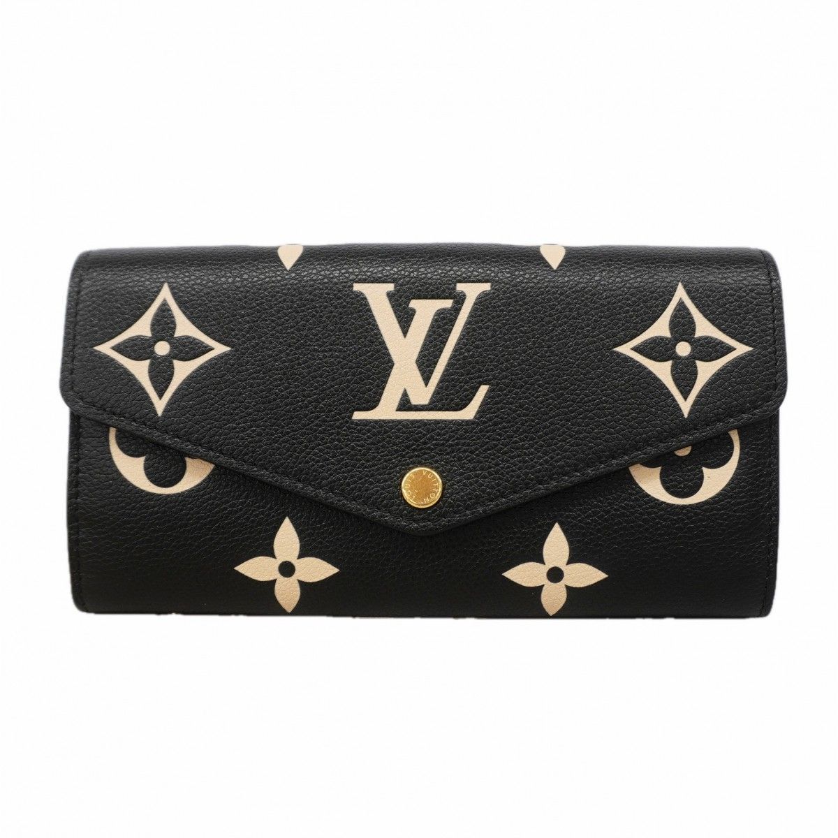 Louis Vuitton Wallet Monogram Empreinte Bicolor Portefeuille Sarah Black Beige