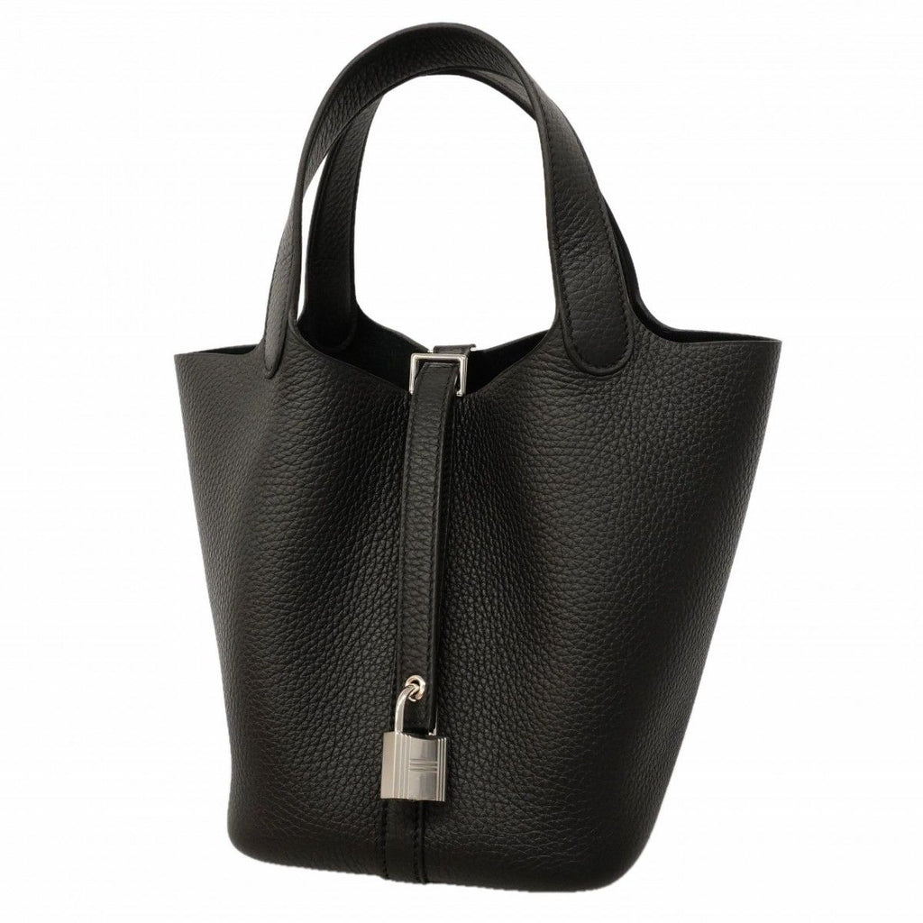 Hermes Handbag Picotin Lock PM Taurillon Clemence Black Silver