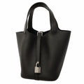 Hermes Handbag Picotin Lock PM Taurillon Clemence Black Silver