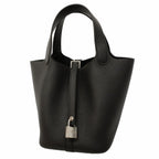 Hermes Handbag Picotin Lock PM Taurillon Clemence Black Silver