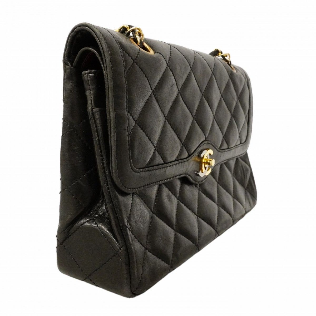 Chanel Shoulder Bag Quilted Limited Edition Lambskin Black Gold Silver — view 2