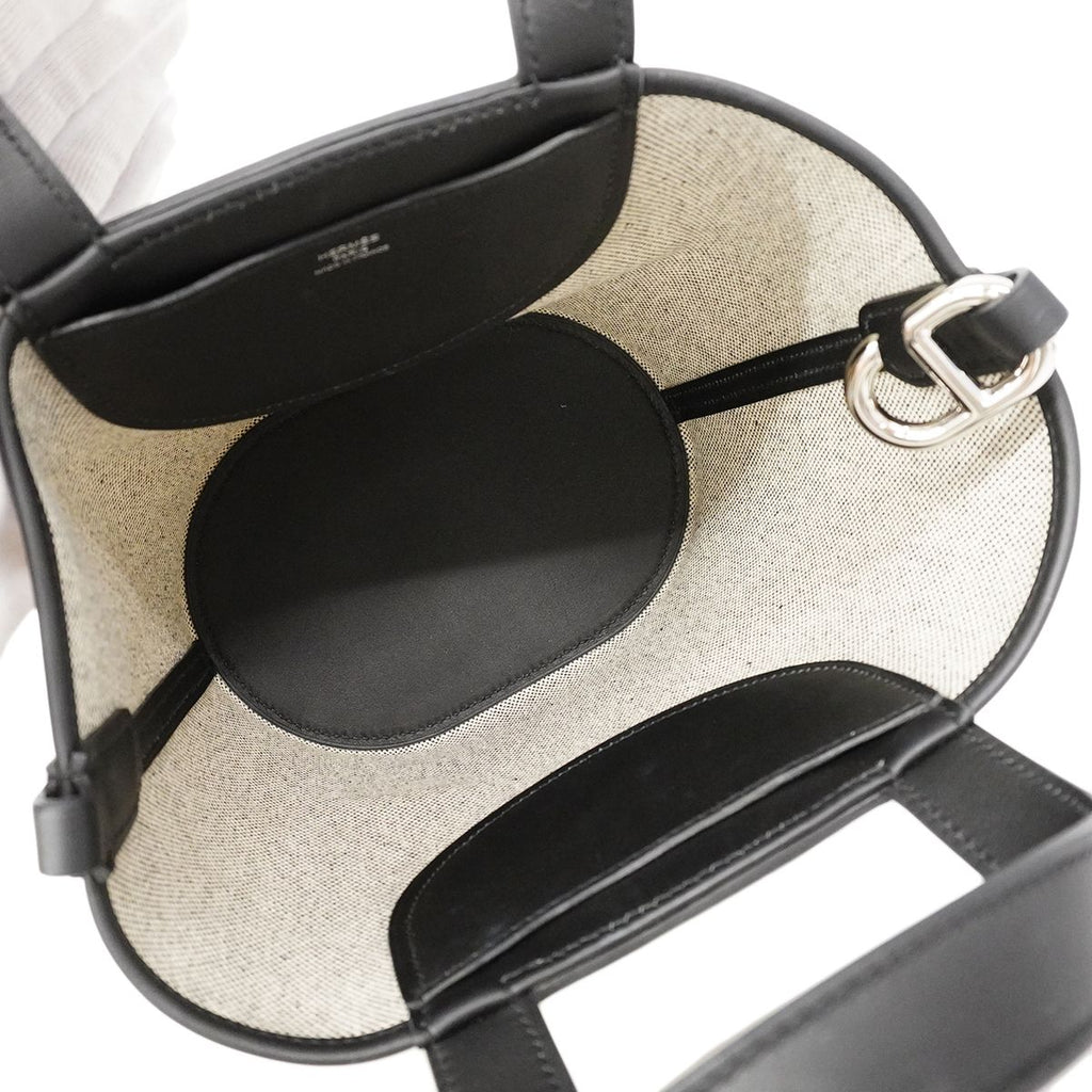 Hermes Handbag Inzampu 18 Toile Ash Swift Black Silver — view 4