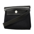 Hermes Shoulder Bag Herbag Zip Mini Toile Military Black Silver