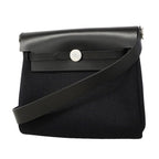 Hermes Shoulder Bag Herbag Zip Mini Toile Military Black Silver