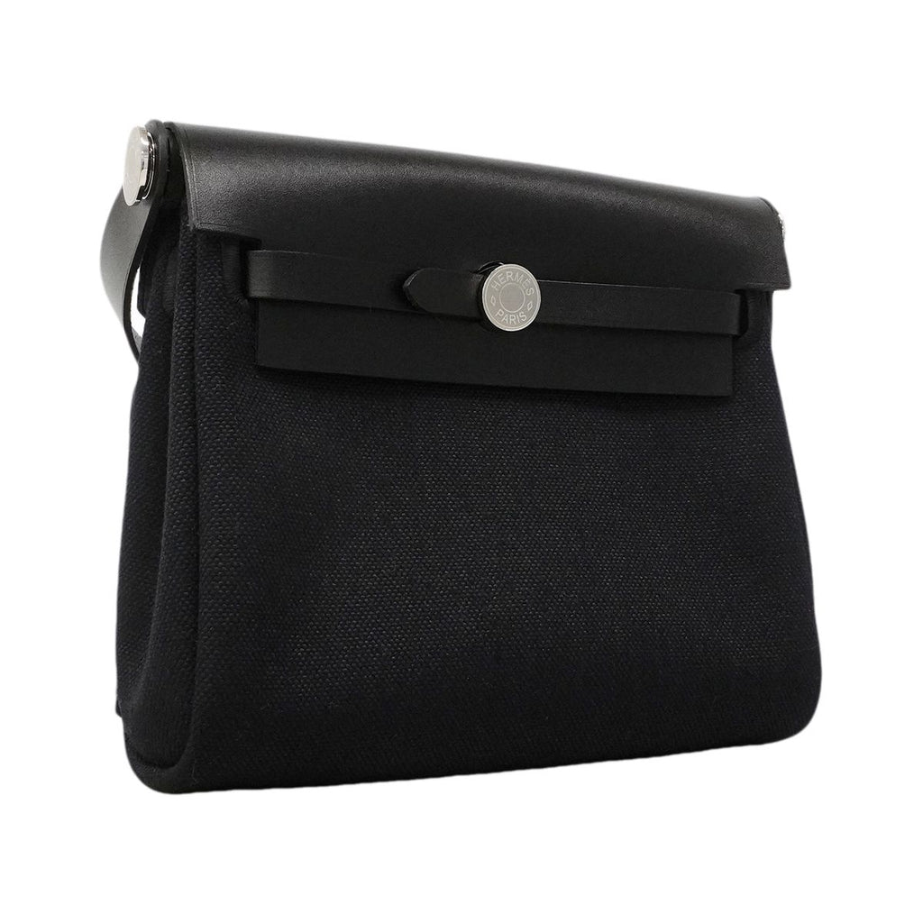 Hermes Shoulder Bag Herbag Zip Mini Toile Military Black Silver — view 2