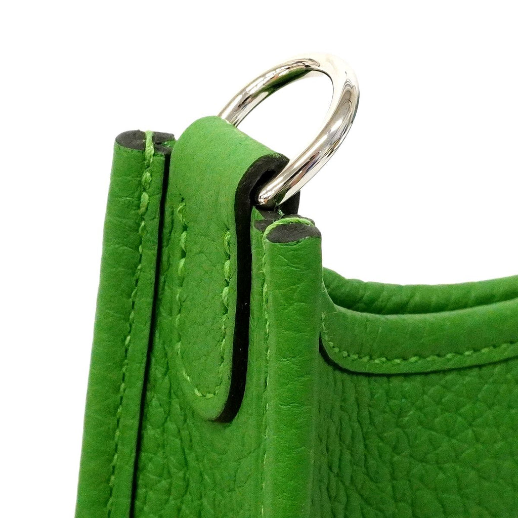 Hermes Shoulder Bag Evelyne TPM Taurillon Clemence Vert Yucca Silver — view 6