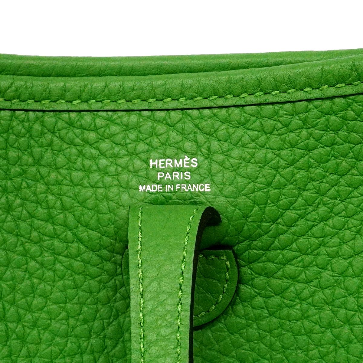 Hermes Shoulder Bag Evelyne TPM Taurillon Clemence Vert Yucca Silver — view 5