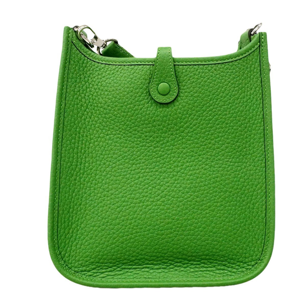 Hermes Shoulder Bag Evelyne TPM Taurillon Clemence Vert Yucca Silver — view 7