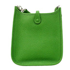 Hermes Shoulder Bag Evelyne TPM Taurillon Clemence Vert Yucca Silver — view 7