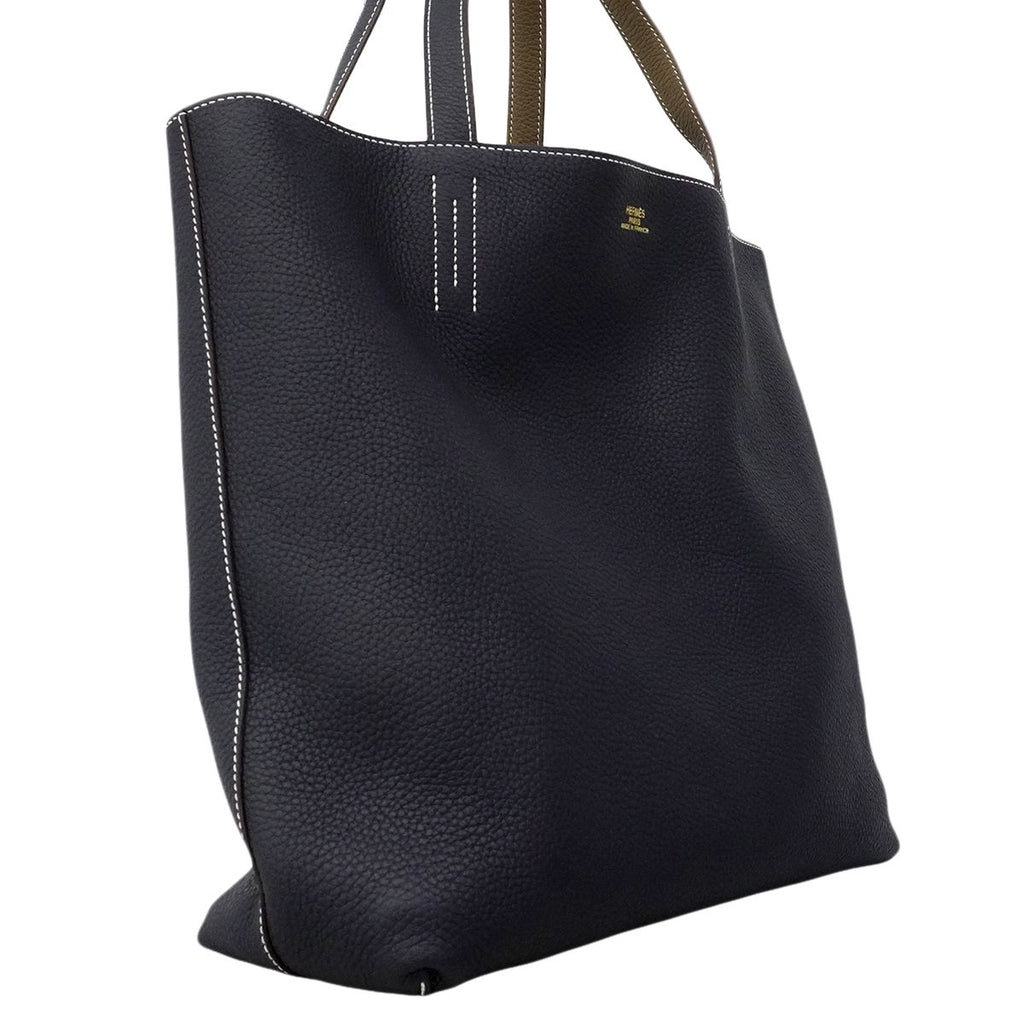 Hermes Tote Double Sens Taurillon Clemence Etoupe Blue Nuit — view 2