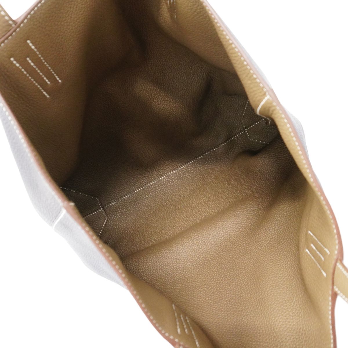 Hermes Tote Double Sens Taurillon Clemence Etoupe Blue Nuit — view 4