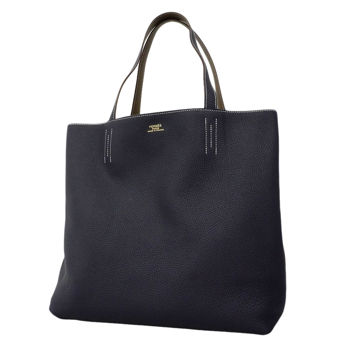 Hermes Tote Double Sens Taurillon Clemence Etoupe Blue Nuit