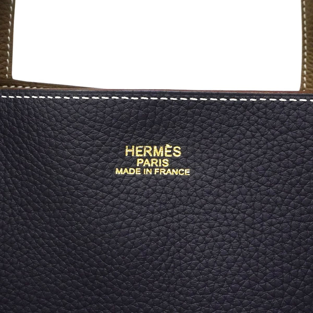 Hermes Tote Double Sens Taurillon Clemence Etoupe Blue Nuit — view 5